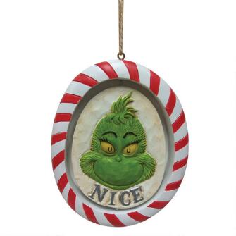 Naughty or Nice Grinch Rotating Ornament