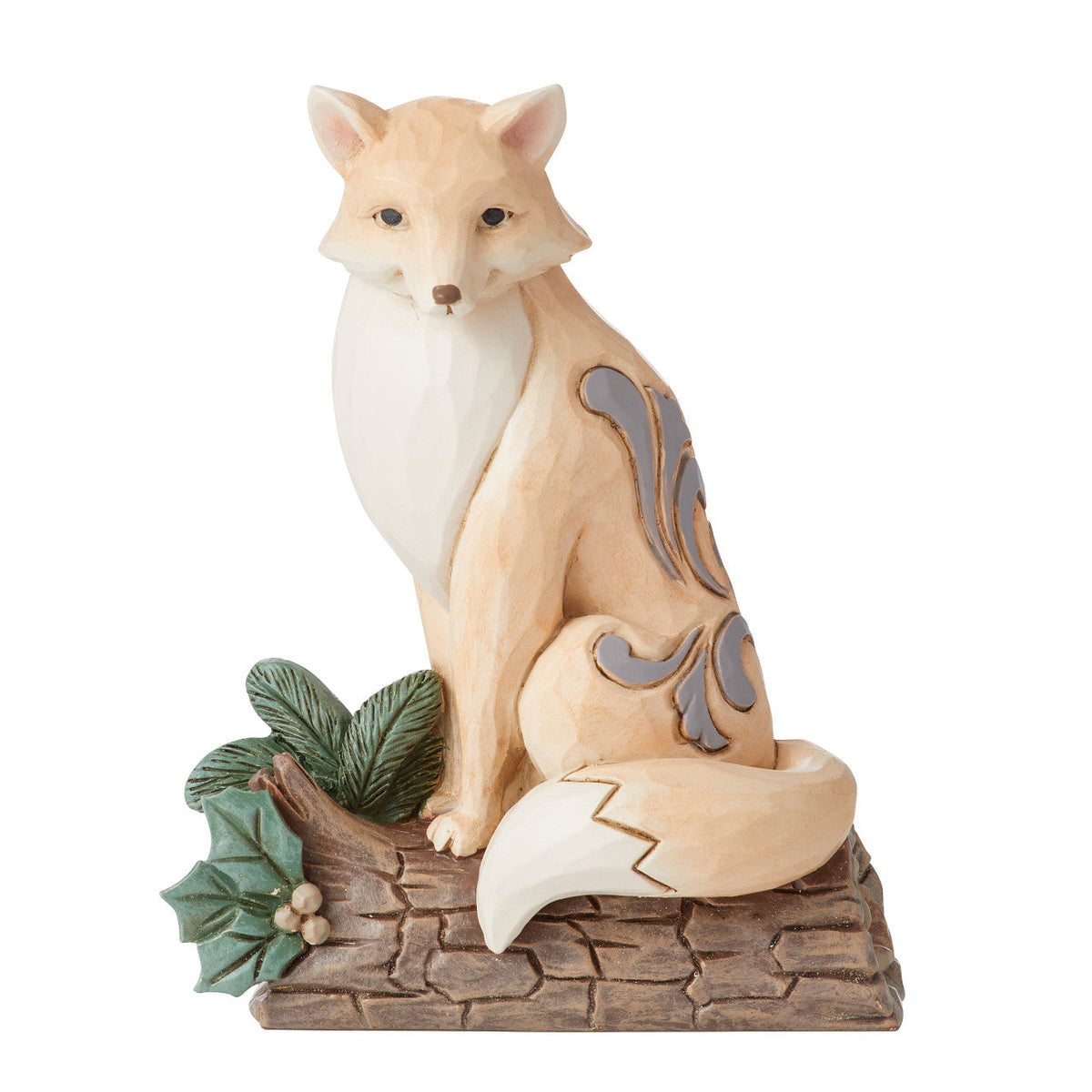 White Woodland Fox on Birch Log