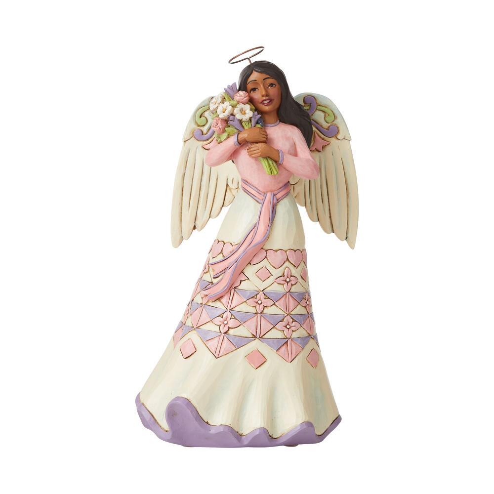 A Bouquet of Love for Mom Angel Holding Flowers African American