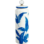 Blue & White Floral Jar with Lid Large 16"