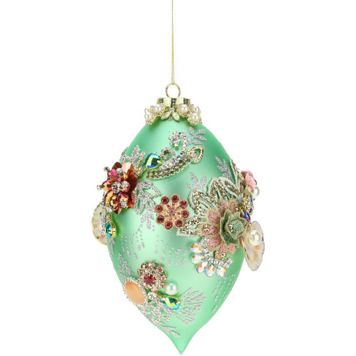 King's Jewels Egg Ornament Turquoise 7"