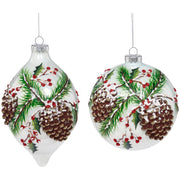 Pinecone & Berry Ornament 5" Set of 2