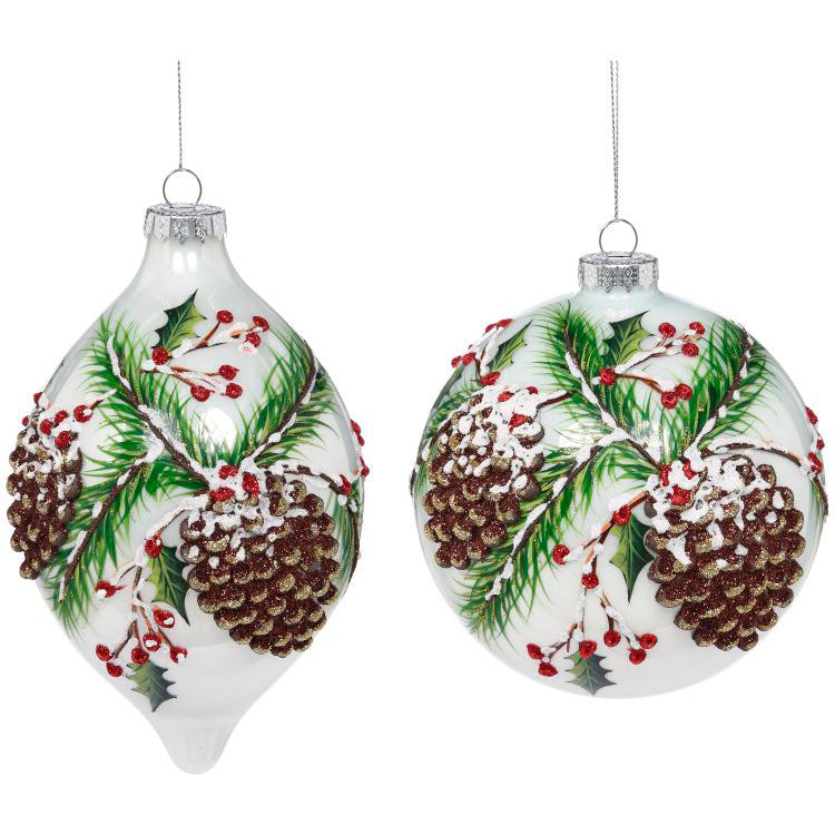 Pinecone & Berry Ornament 5" Set of 2