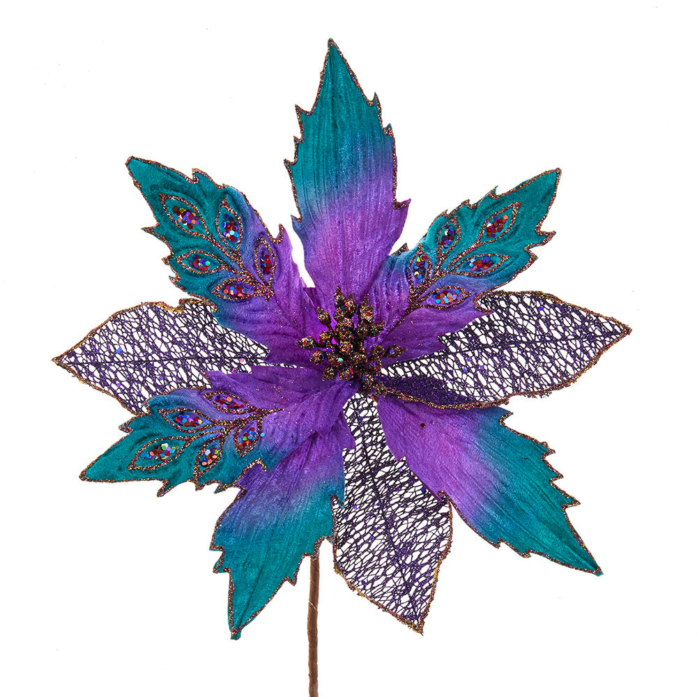 Poinsettia Peacock Pick 12"