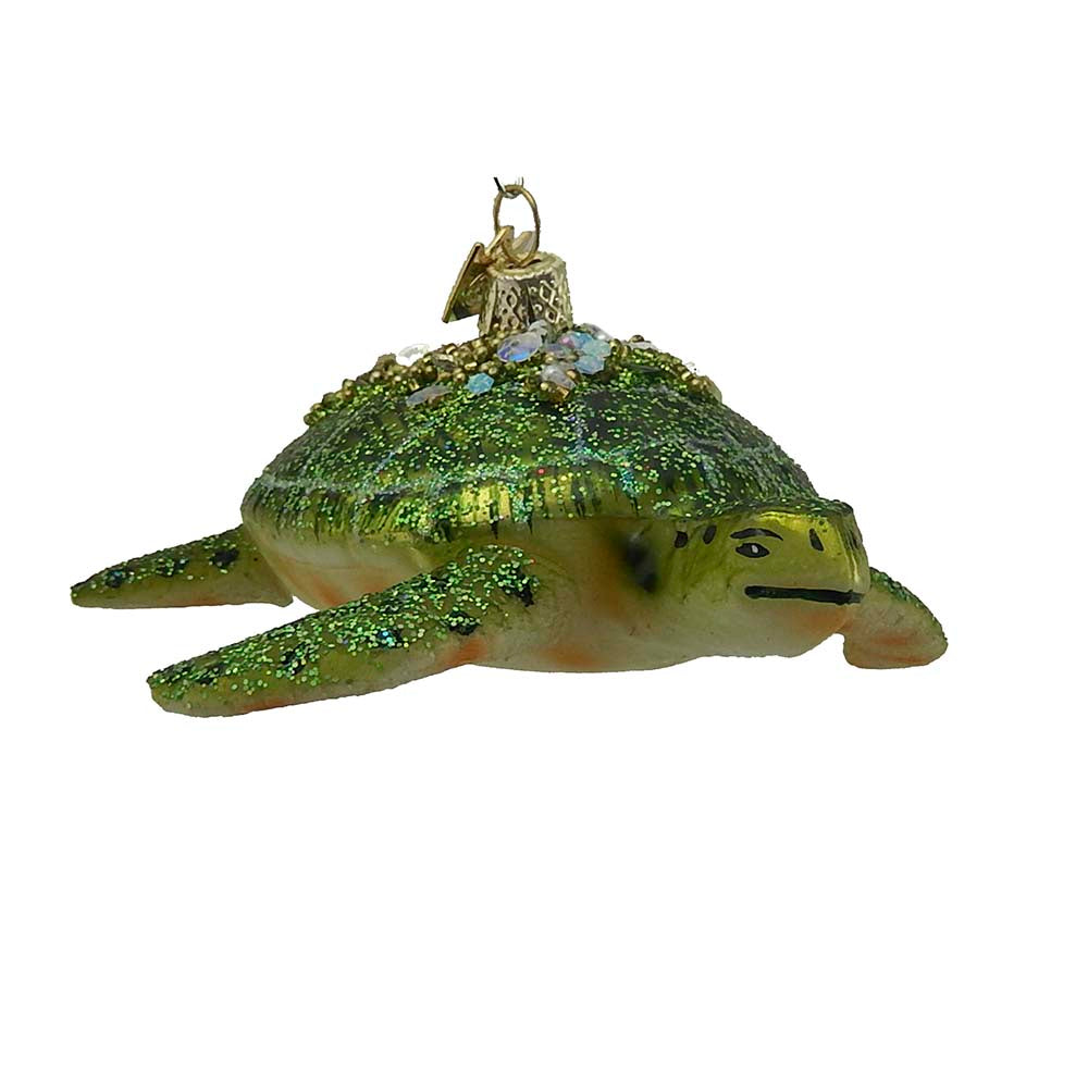 Sea Turtle Glass Ornament 4"