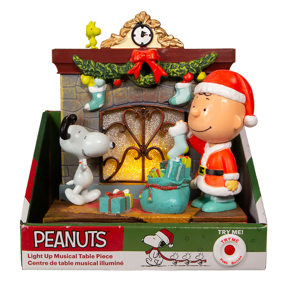 Peanuts Fireplace Lights & Music Tablepiece 7"