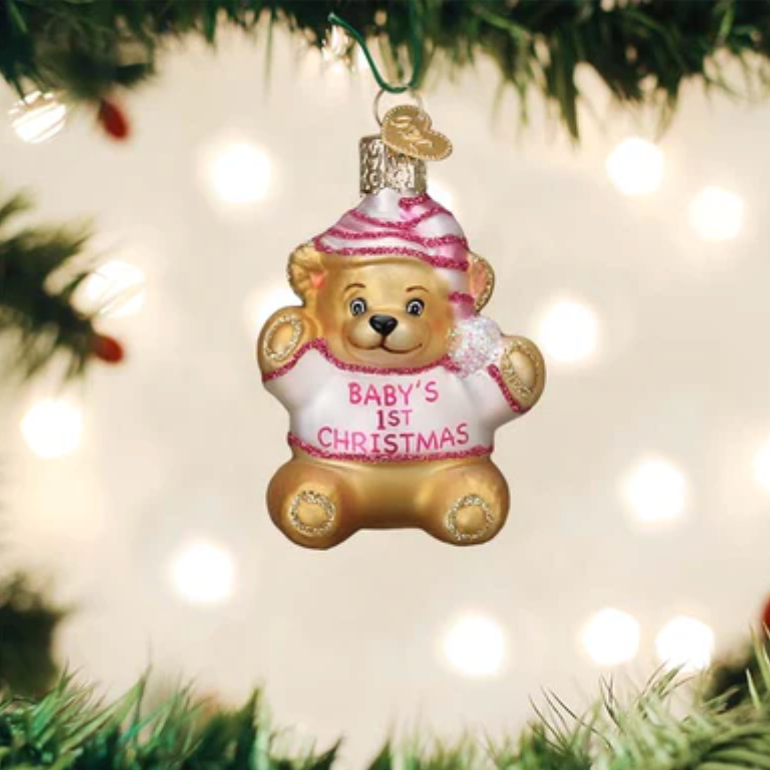 Baby Girl's First Teddy Bear Ornament