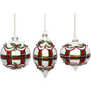 Red & Green Swirl Ornament 4" Set of 3