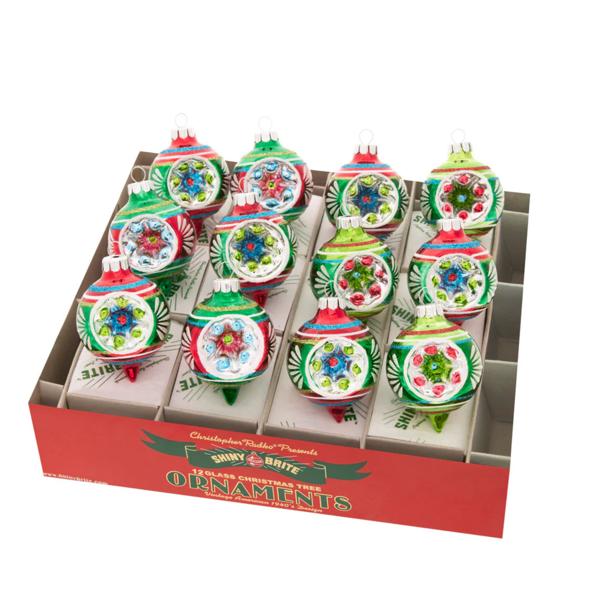 Holiday Splendor 1.75" Decorated Reflector Rounds Set of 12