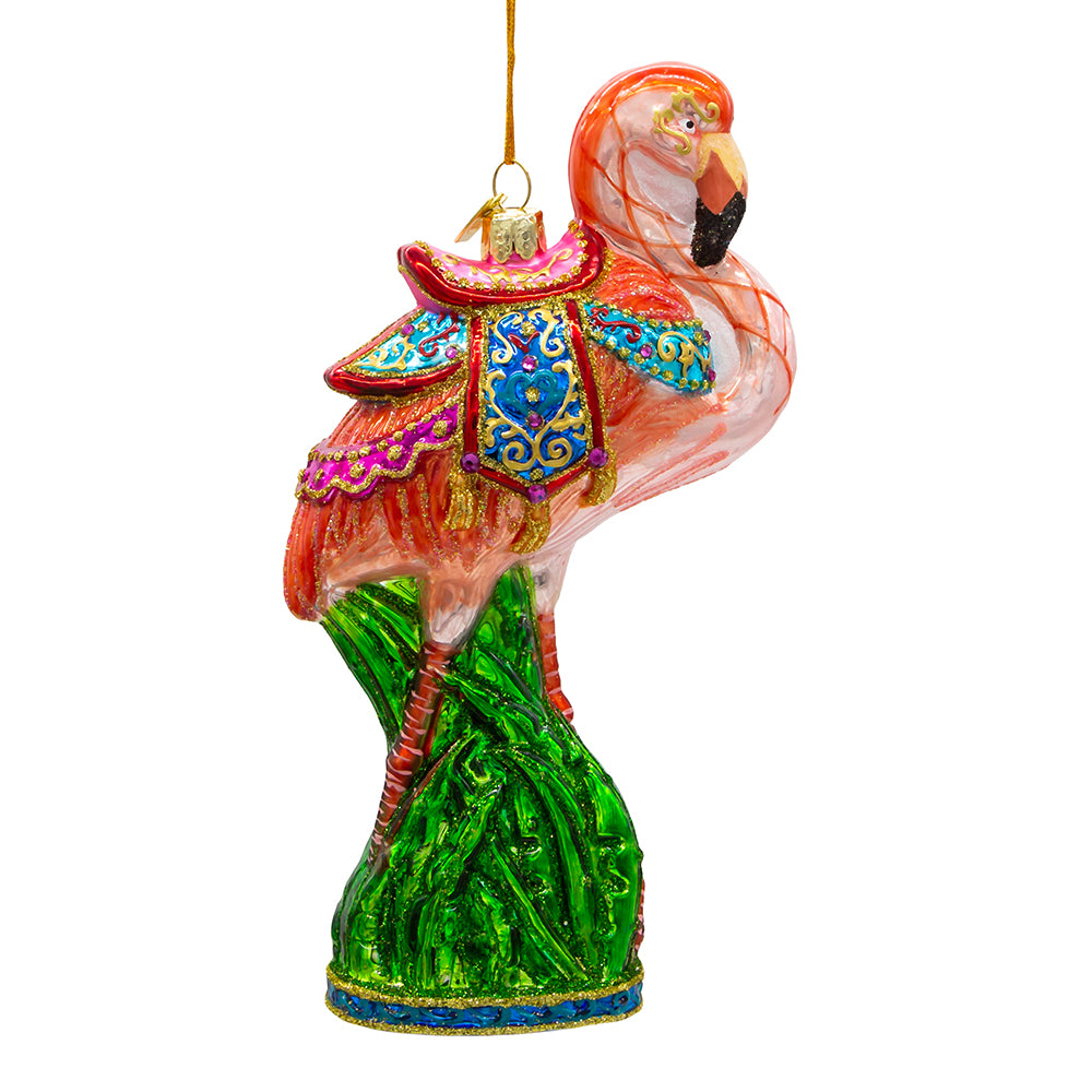 Bellissimo Flamingo Glass Ornament 7"