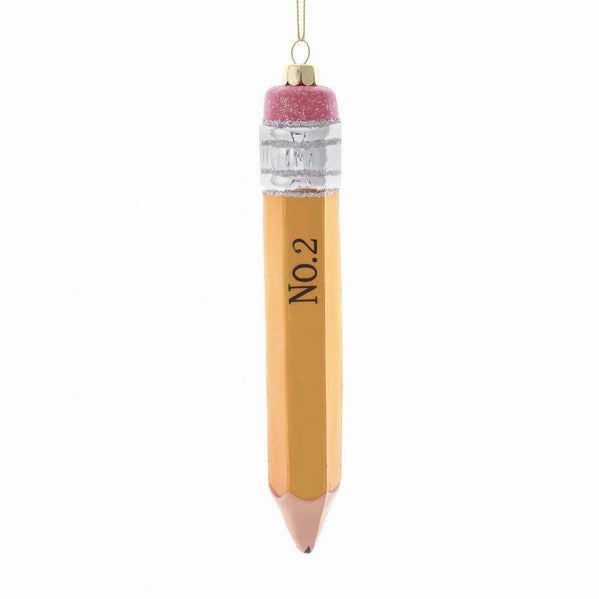 Yellow No. 2 Pencil Glass Ornament 7.25"