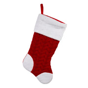 Red and White Cable Knit Stocking 20.5"