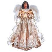 White and Rose Gold Black Angel 10 Light Tree Topper 16"