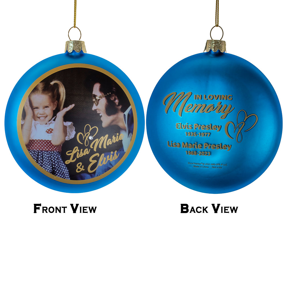 Elvis & Lisa Marie Presley Glass Ornament 3"