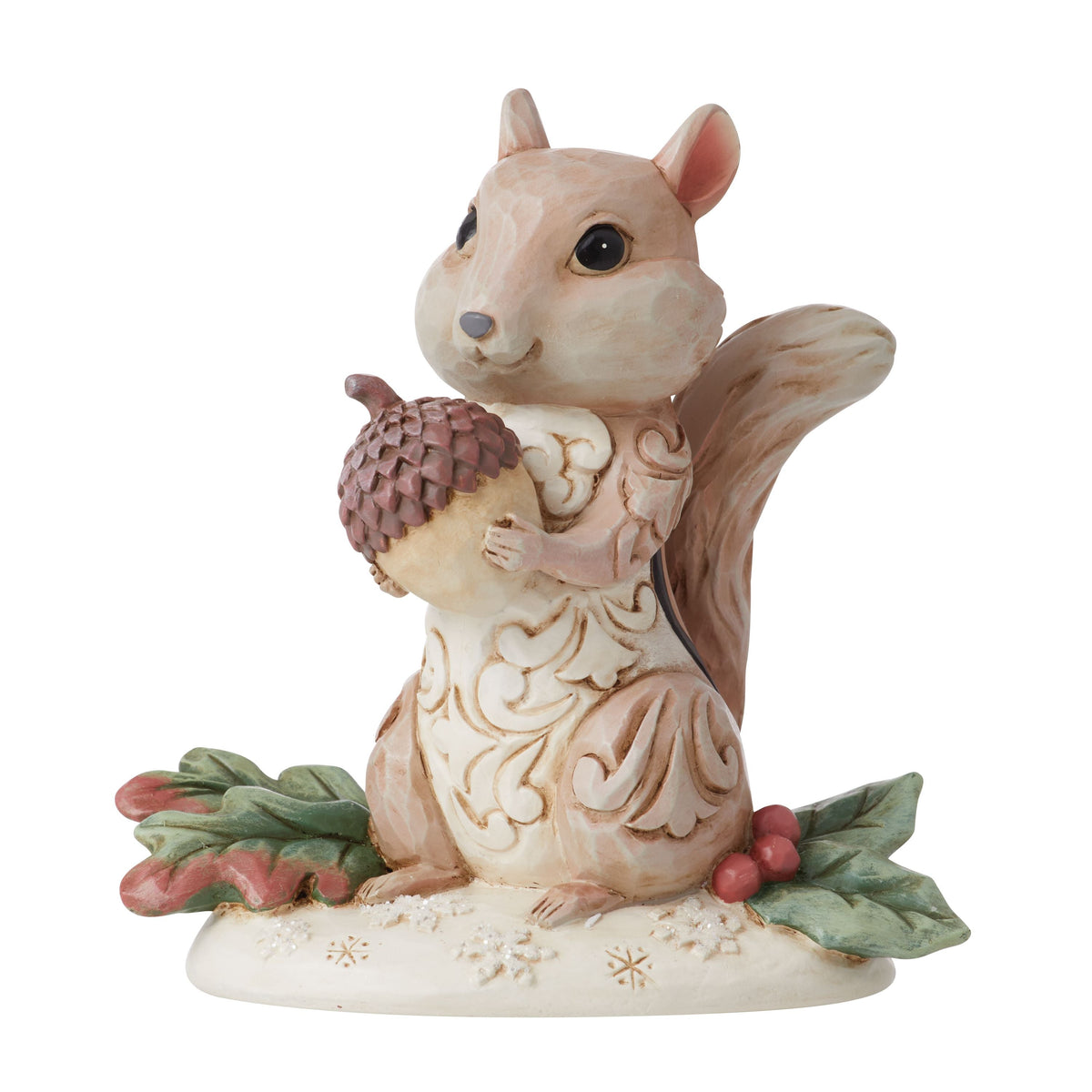 White Woodland Collection Chipmunk Holding Acorn