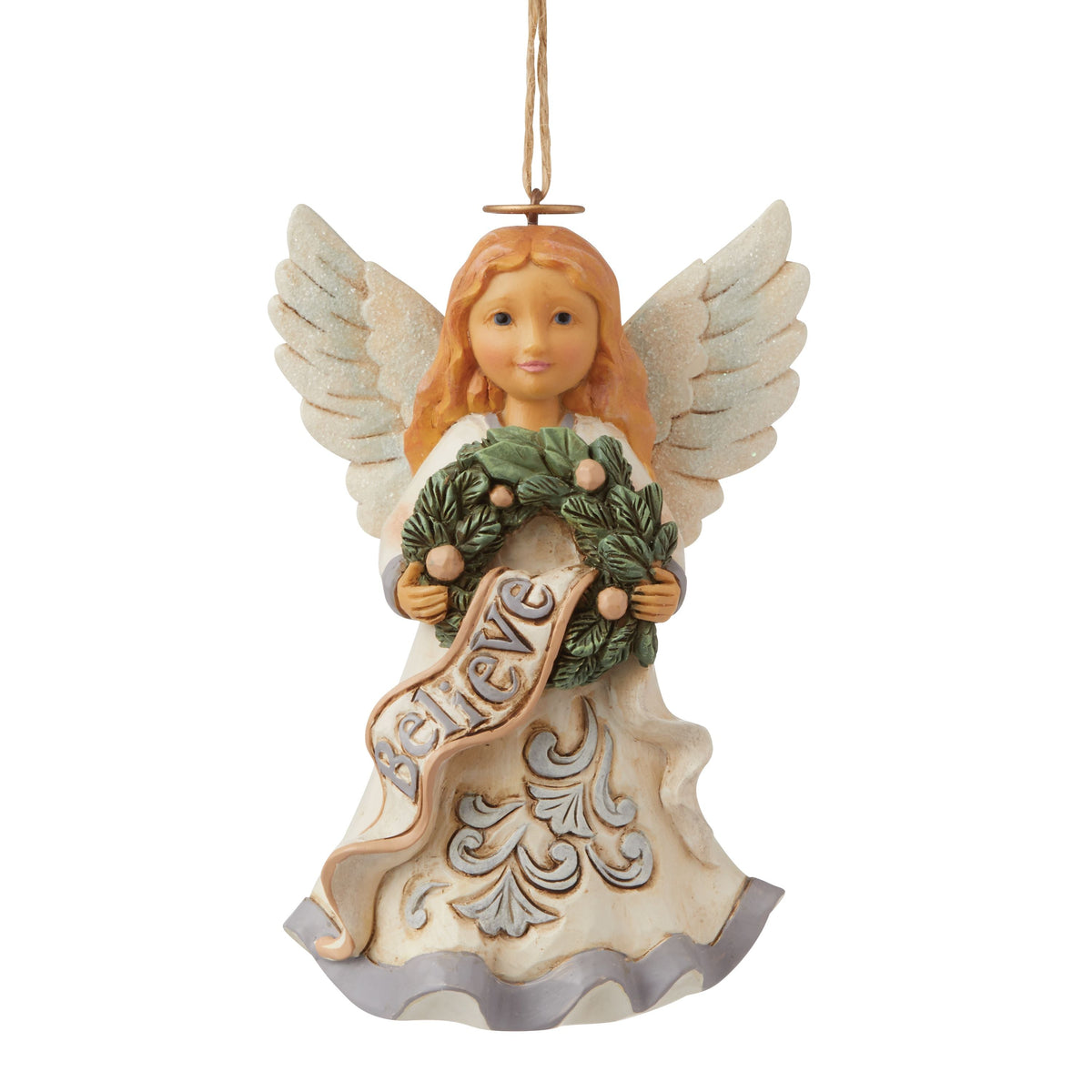 White Woodland Believe Angel Ornament
