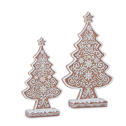 Frosted Gingerbread Trees 16" and 20" Set of 2