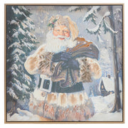 Woodland Santa Textured Framed Canvas Wall Art 23.5"
