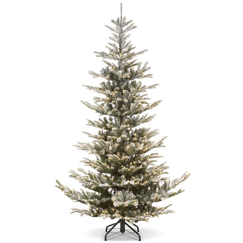 Snowy Norwegian Spruce with Brilliant LED Lights 9'