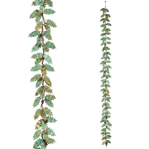 Metal Holly Garland 4'