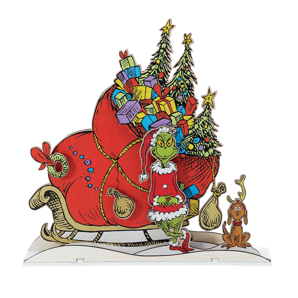 Grinch and Max with Sleigh Mantle Decor