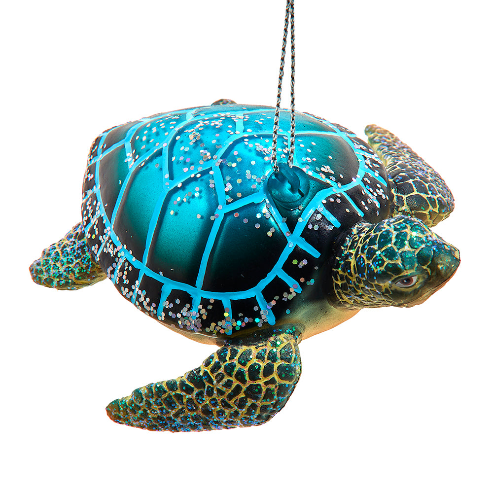 Sea Turtle Glass Ornament 2"