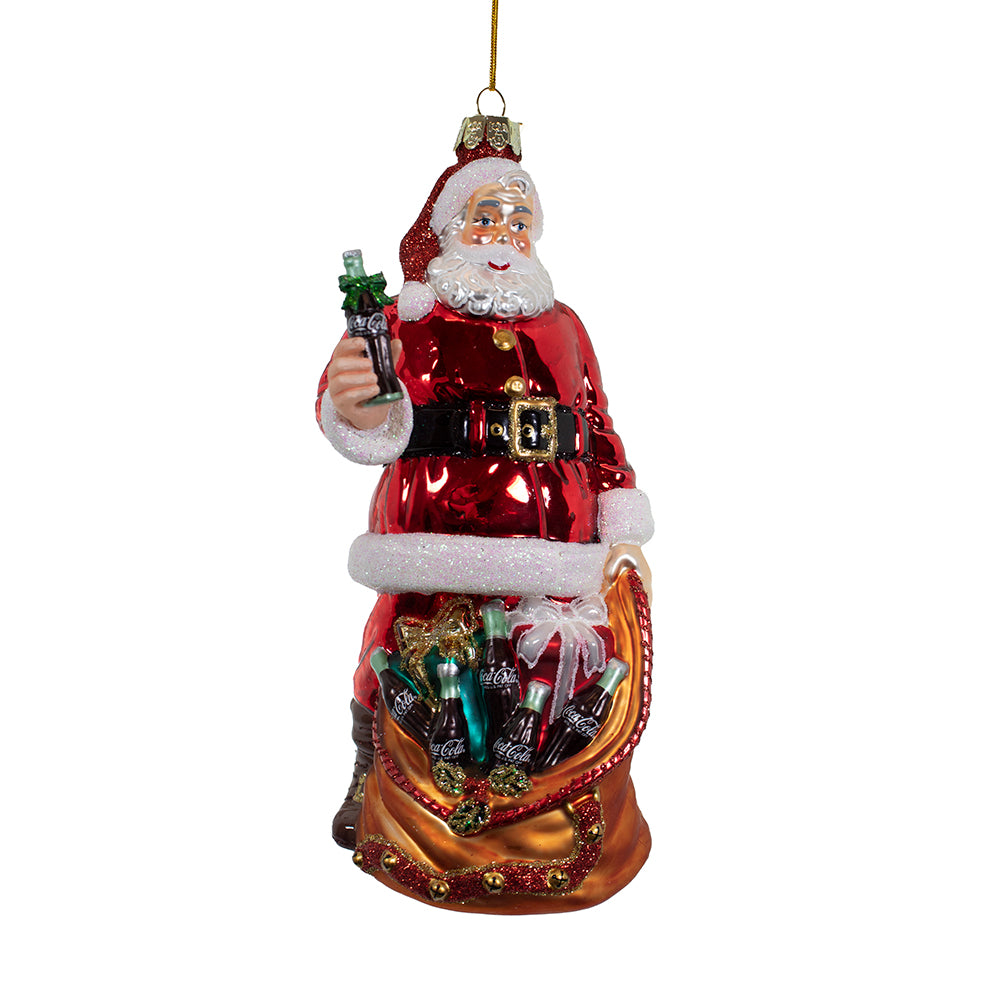 Coca Cola Santa with Bag Ornament 7"