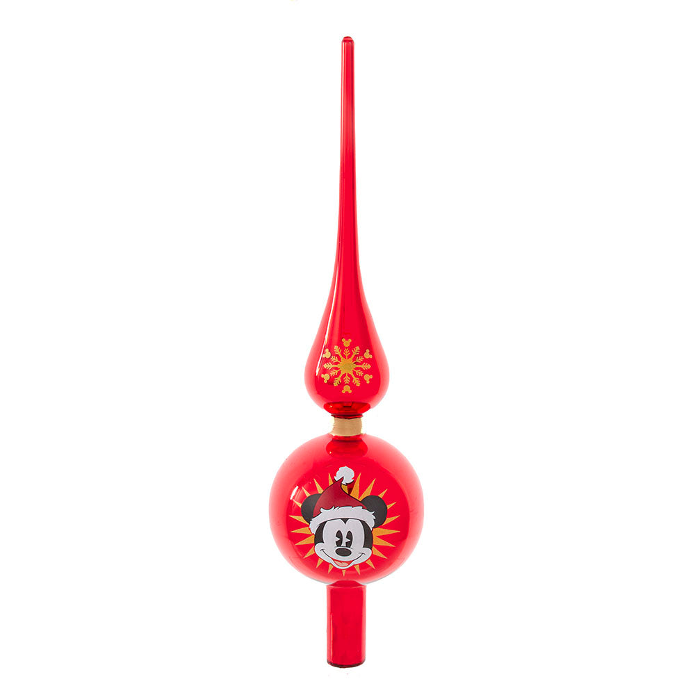 Disney Red Glass Mickey Mouse Finial Tree Topper 12"