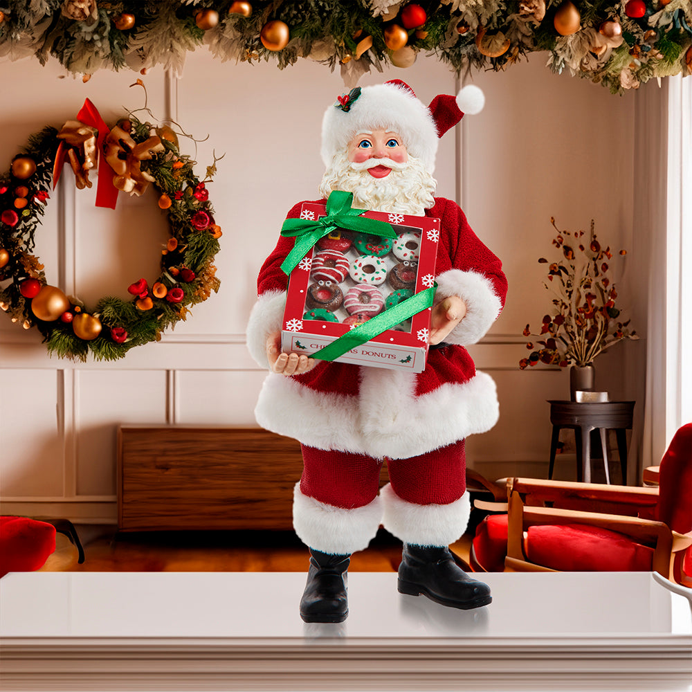 Fabriche Santa with Box of Donuts 10.5"