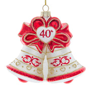 40th Anniversary Ruby Red Bell Glass Ornament 4"