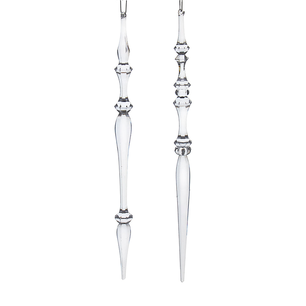Clear Dimensional Icicle Ornaments 12.5" Set of 2