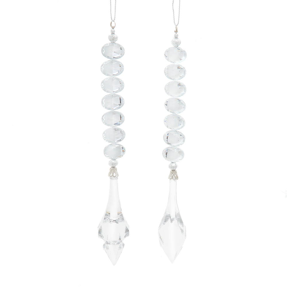 Clear Gemstone Tree Jewelry with Dangle Ornaments 7.5" Set of 2