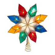 Multicolor 8-Point Double Face Gold Capiz Star 10 Light Tree Topper 13"
