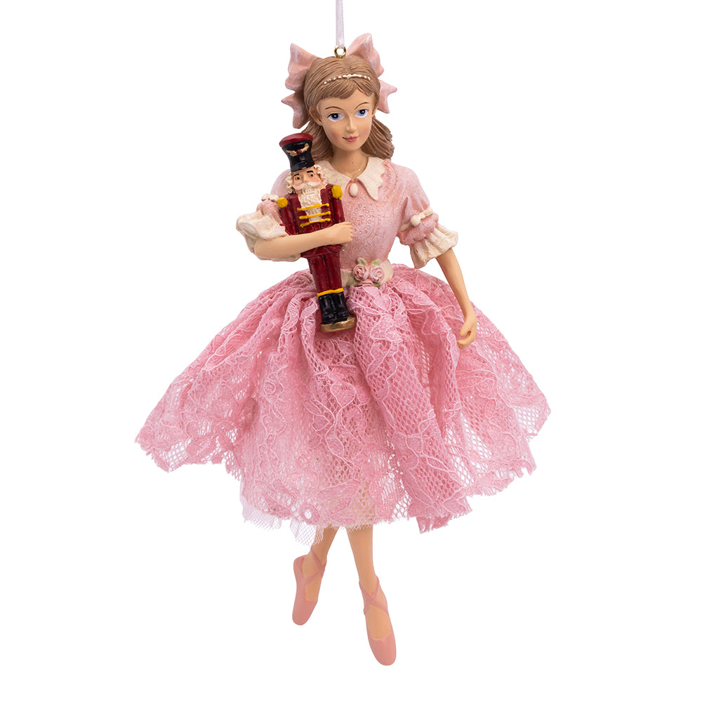 Clara Ballerina with Nutcracker Ornament 9"