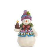 Pint Sized Snowman with Decorated Pinecone