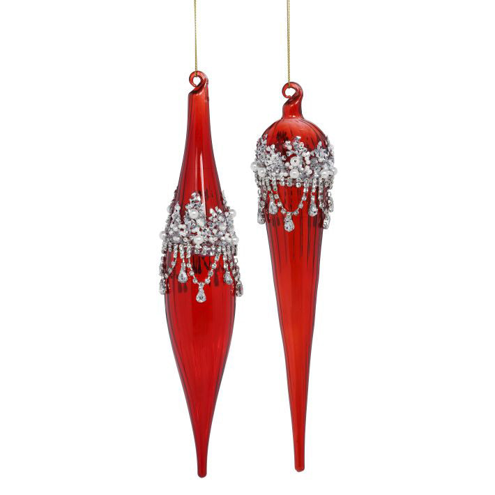 Vintage Jewel Ornament 10" Set of 2