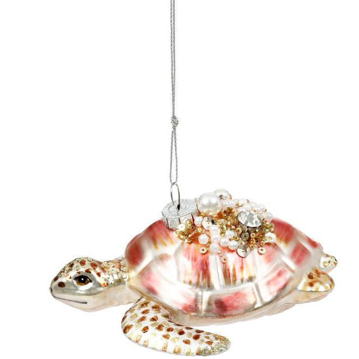 Pearlized Sea Turtle Ornament 4 x 2"