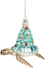 Turtle with Christmas Tree Ornament 5"