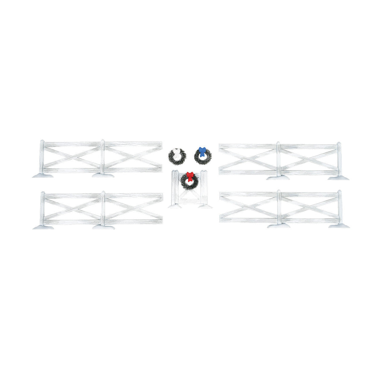 White Crossbuck Fence Set of 5