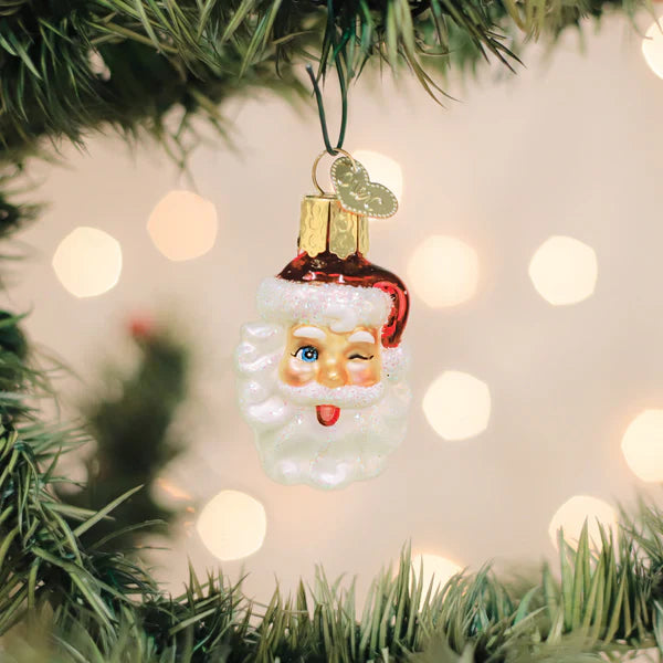Mini Winking Santa Ornament