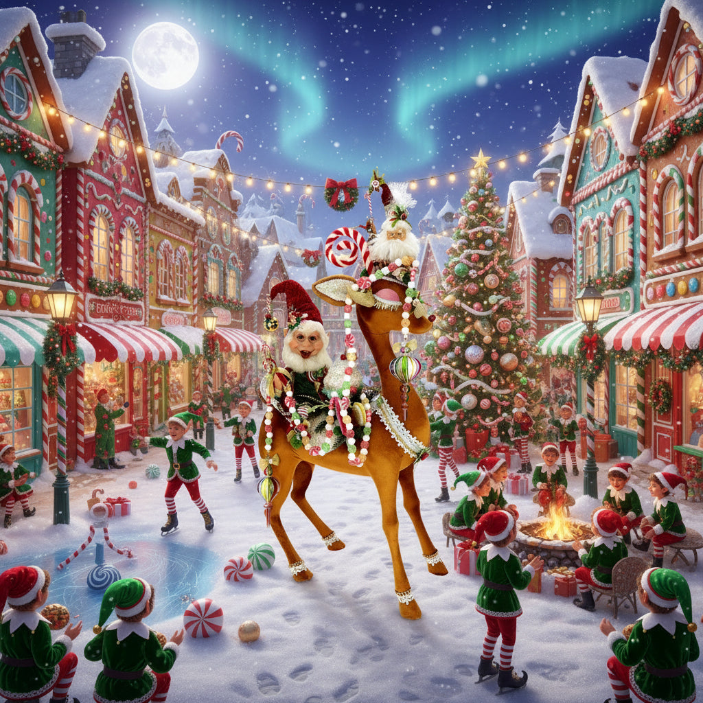 Candycane Elf On Deer 44" - Six Pieces Made
