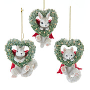 Baby Bunny, Fox and Squirrel On Wreath Set of 3 4 Inches Each