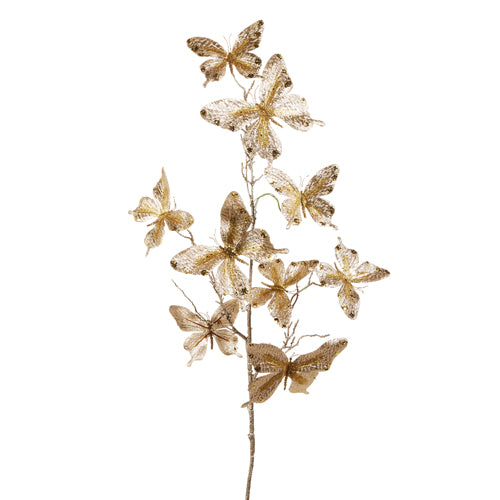 Gold Glitter Butterfly Spray 37"