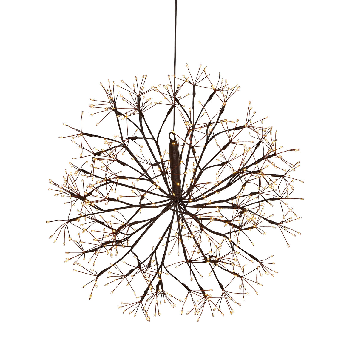 Floral Starburst Lighted Orb with Brown Wire 18"