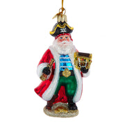 Noble Gems Santa Pirate Glass Ornament 4.5"