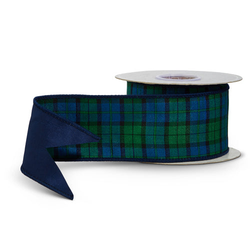 Black Watch Plaid Wired Ribbon 2.5" x 10 Yards