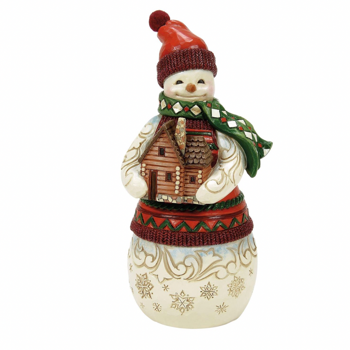 Welcome to the Cabin Lodge Snowman with Log Cabin