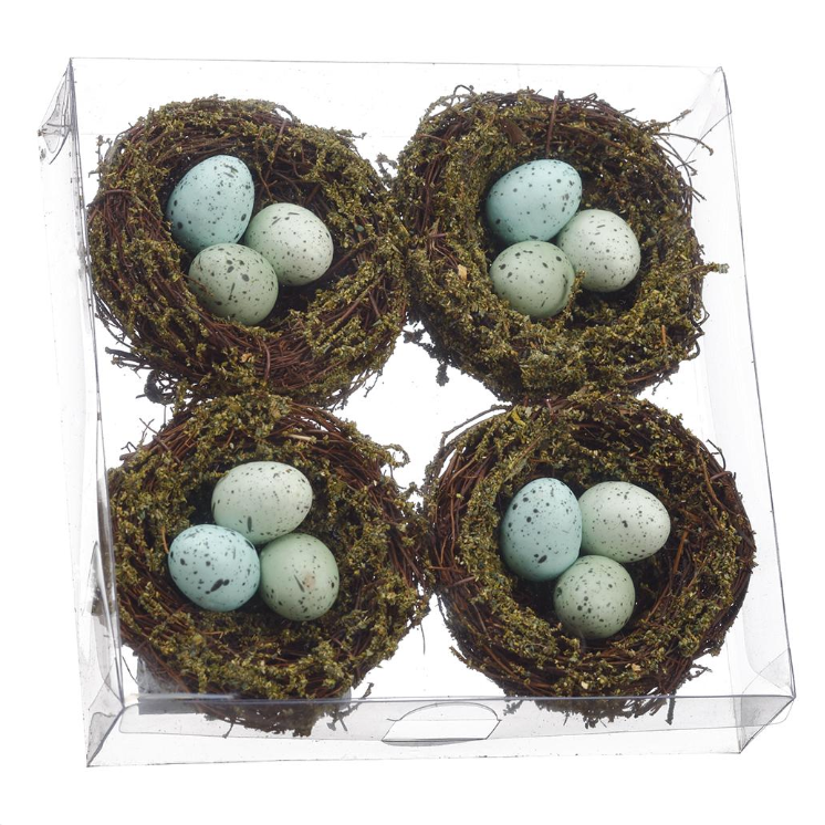 Robin's Eggs in Natural Nest 1.7 x 6.2 x 6.2" Set of 4