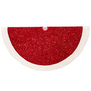 Red Sequined with Faux Fur White Border Tree Skirt 54"