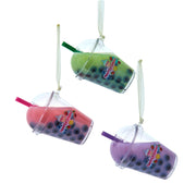 Boba Style Bubble Teacup Ornament 3.7" Set of 3